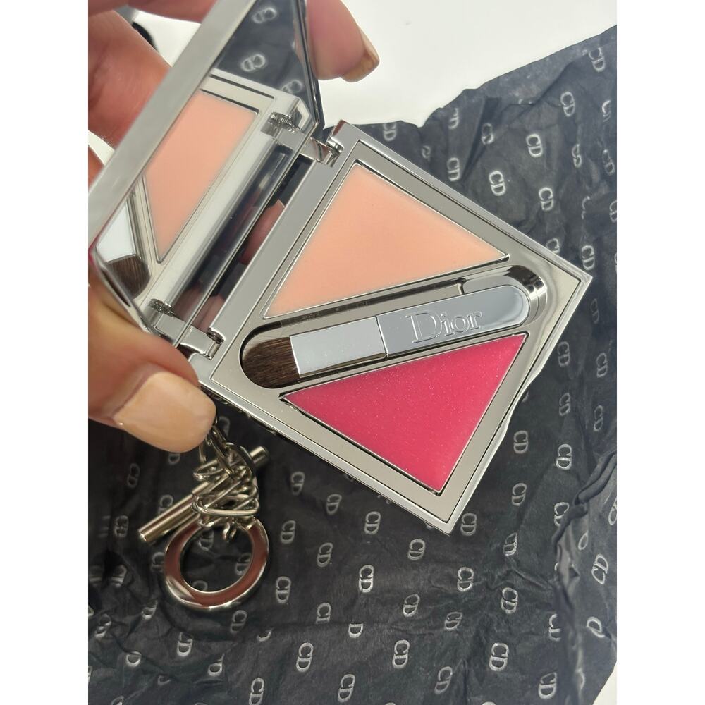Rare Dior Cristal Shine Lip Balm Gloss Jewel Compact Keychain Vintage